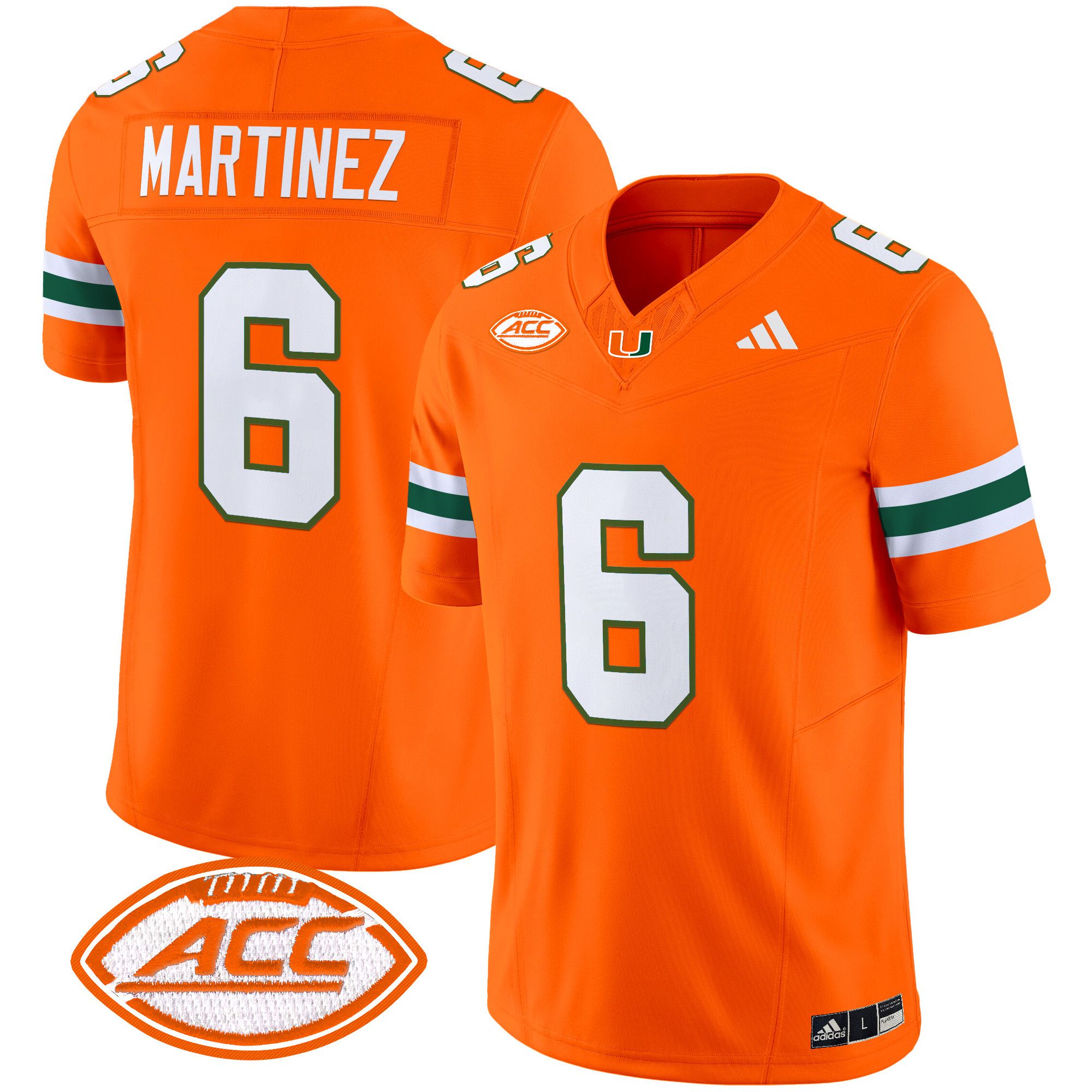 Men Miami Hurricanes #6 Martinez Orange 2024 Vapor Limited NCAA Jersey style 1